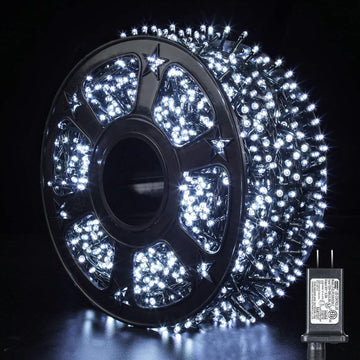 82ft 1000 LED Cluster Christmas String Lights - 8 Modes Christmas Tree Lights - Outdoor Waterproof Dark Green Wire