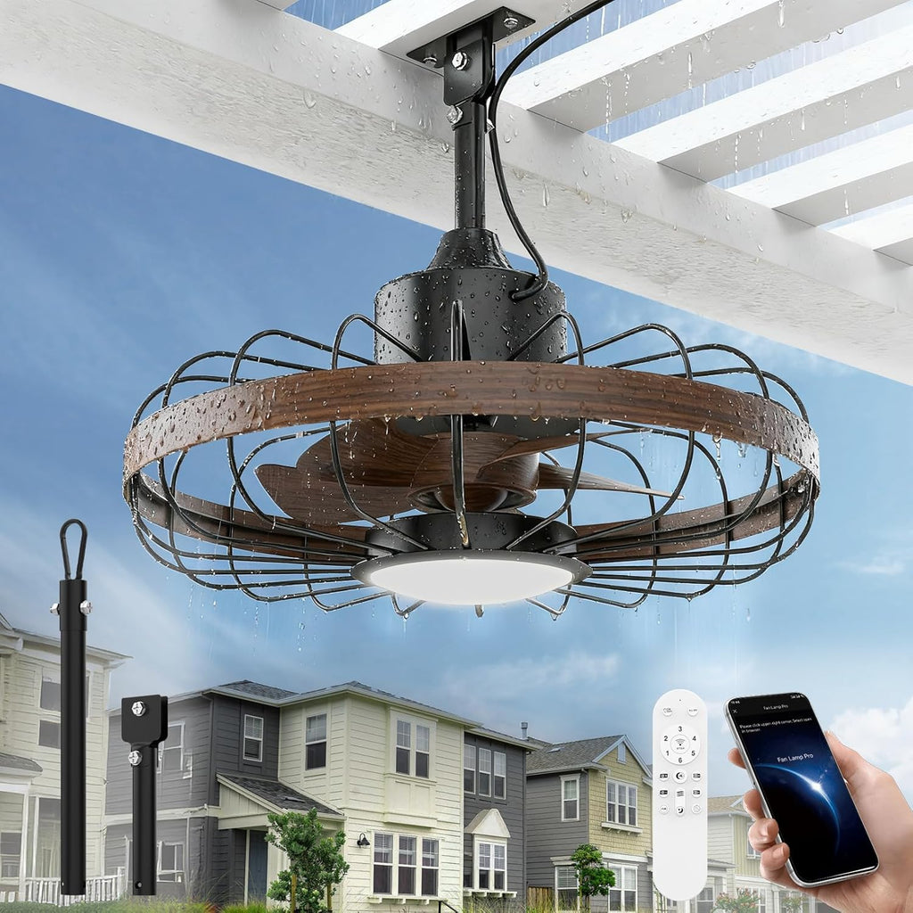 18 Inch Ceiling Fan Smart APP & Remote Control, 6 Speeds, 3 Color Temperatures, Gazebo Lights Outdoor Ceiling Fans for Patio Waterproof,Porch A101-B0DZCDWZ22