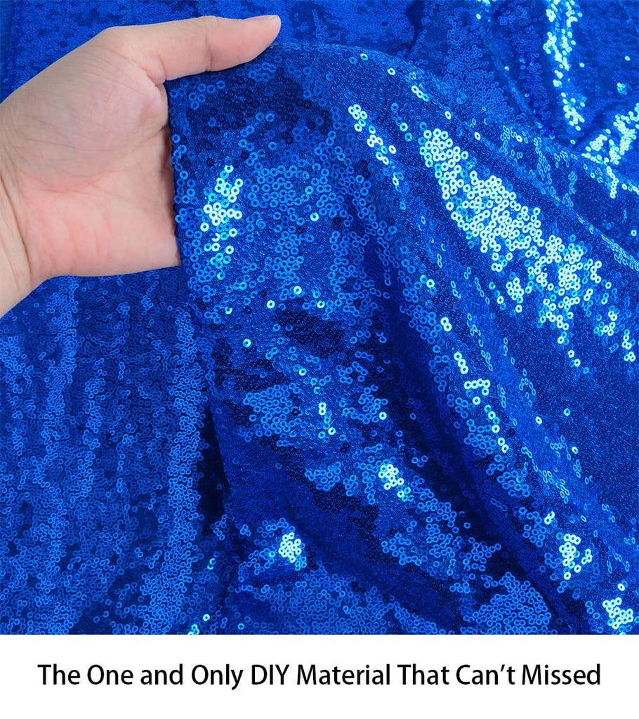 Fabric by The Yard 1 Yard Royal Blue Sequin Fabric Glitter Embroidery Fabric by The Yard Material for DIY Sewing