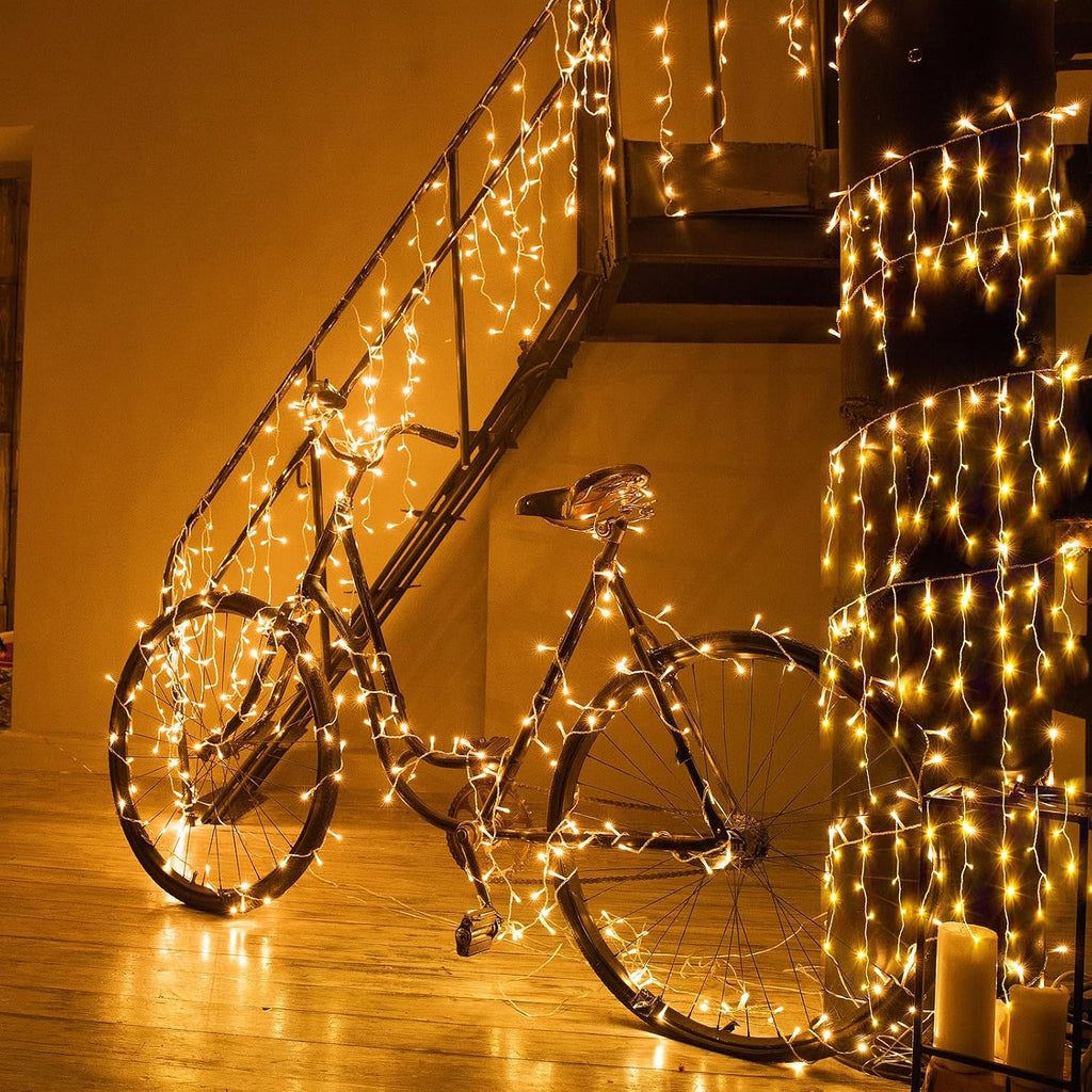 66ft Icicle lights for Outside 640 LED Christmas Lights Outdoor Warm White