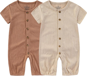 Baby Girl Romper Button Jumpsuit Summer Infant Boy Clothes