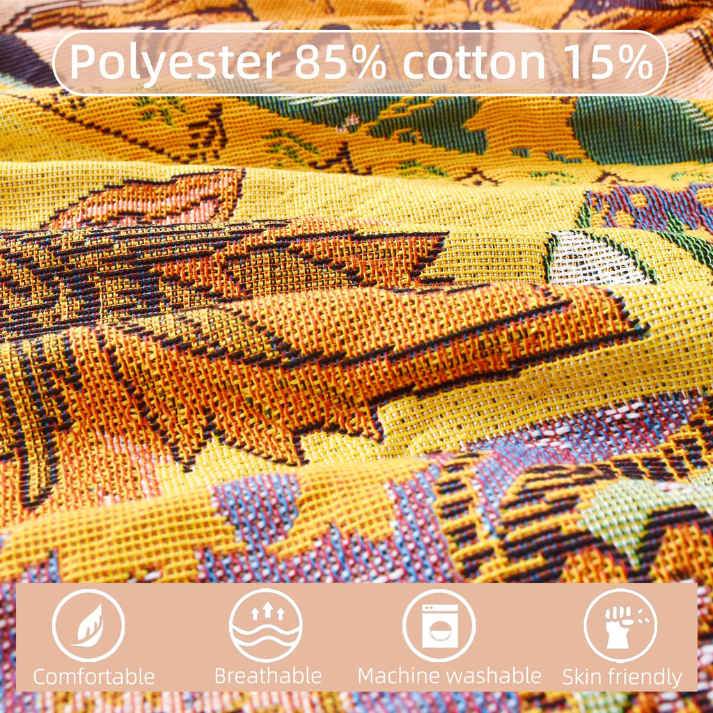 Boho Throw Blanket Reversible Woven Bohemian Tapestry Room Decor