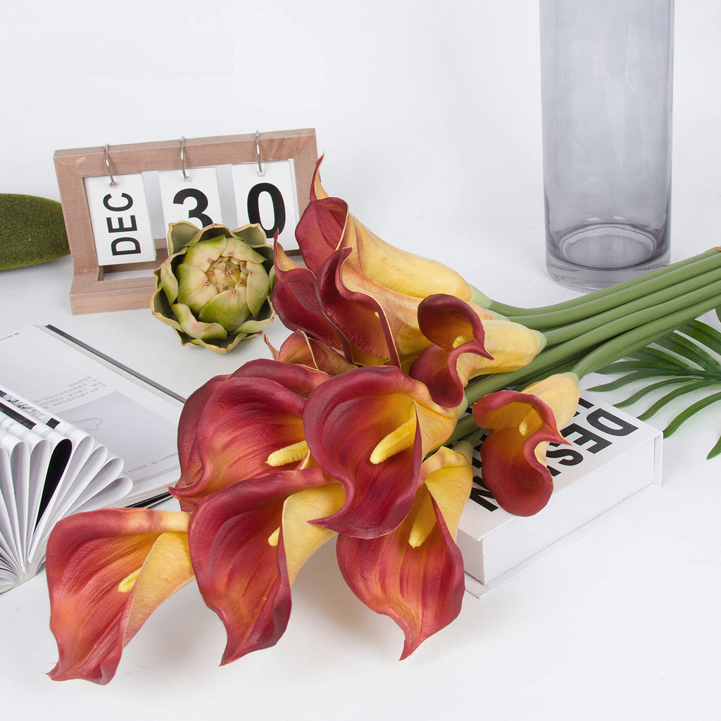 10pcs Calla Lilies Artificial Flower, 26'' Long Stem Artificial Calla Lily Flowers, Realistic Arum Lilies for Wedding