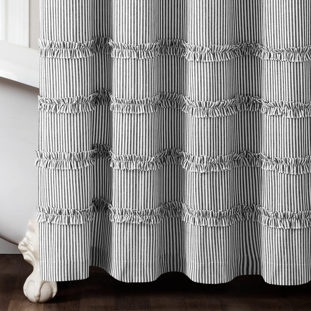 Vintage Stripe Yarn Dyed Cotton, 72" x 72", Black