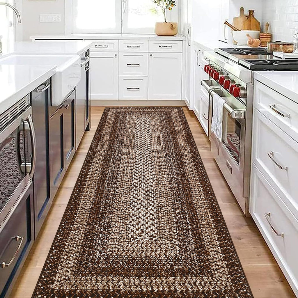 2x6 Runner Rug Braided Print Hallway Area Rugs Machine Washable