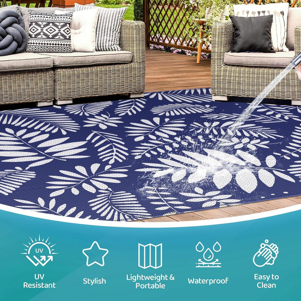 Outdoor Rug, Patio Rug, Plastic Straw Camping Rugs, Large Waterproof Area Rug and Mat for Outdoors, RV, Patio