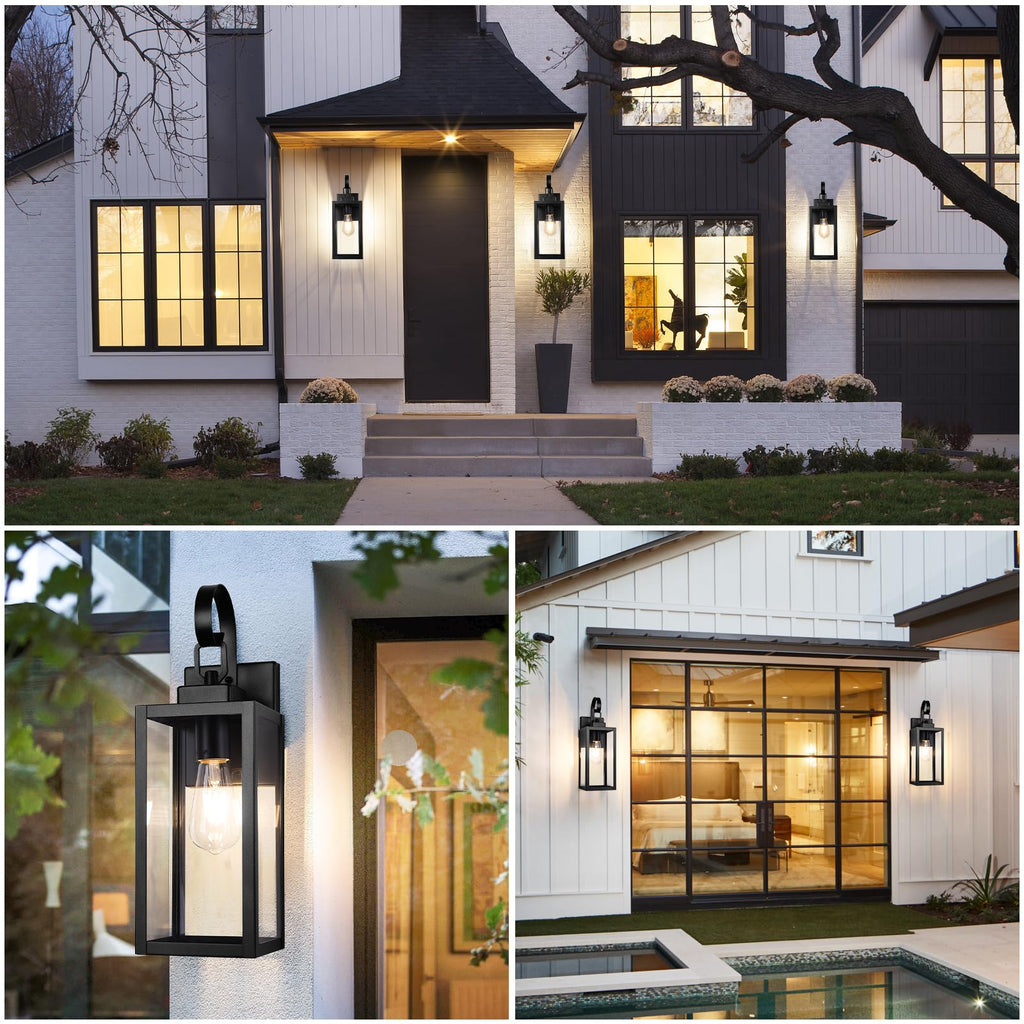 16.5" Large Outdoor Wall Light Fixtures, Modern Black Porch Lights