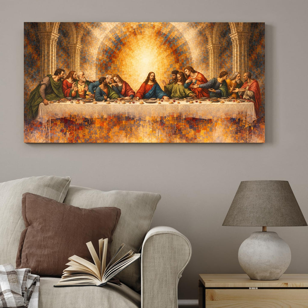 Christian Canvas Wall Art, Last Supper Wall Decor, 24x12 in