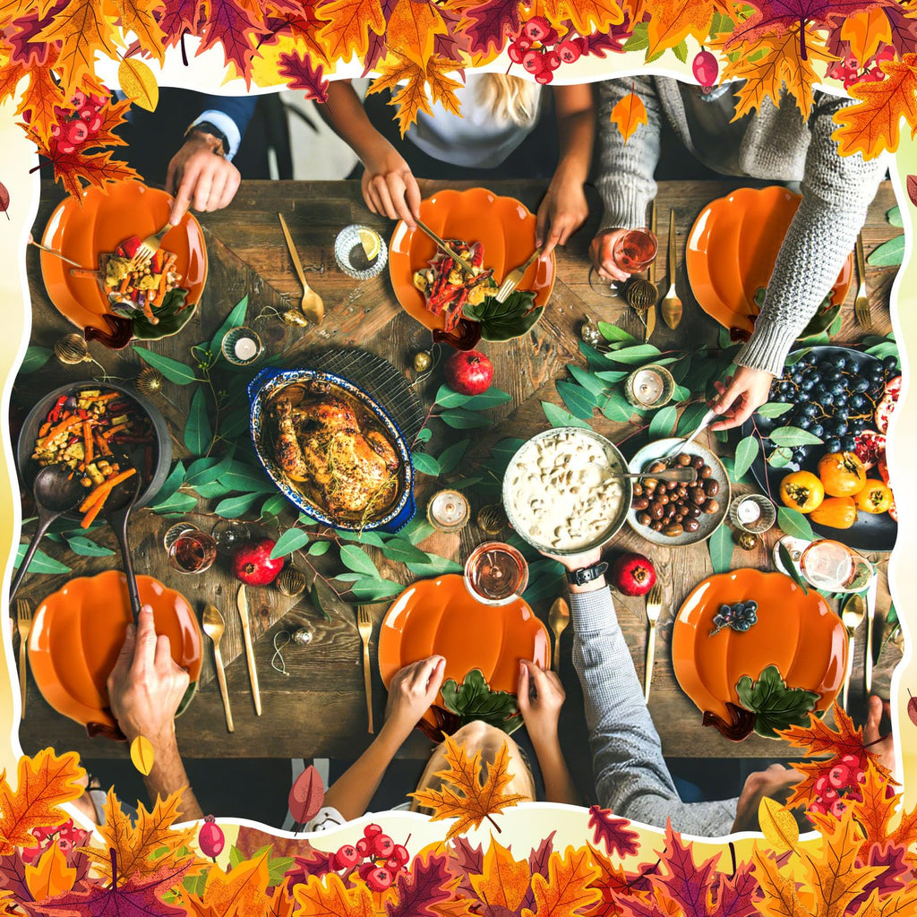 8 Pcs 5.91'' Ceramic Pumpkin Plates Fall Appetizer Dishes, Orange