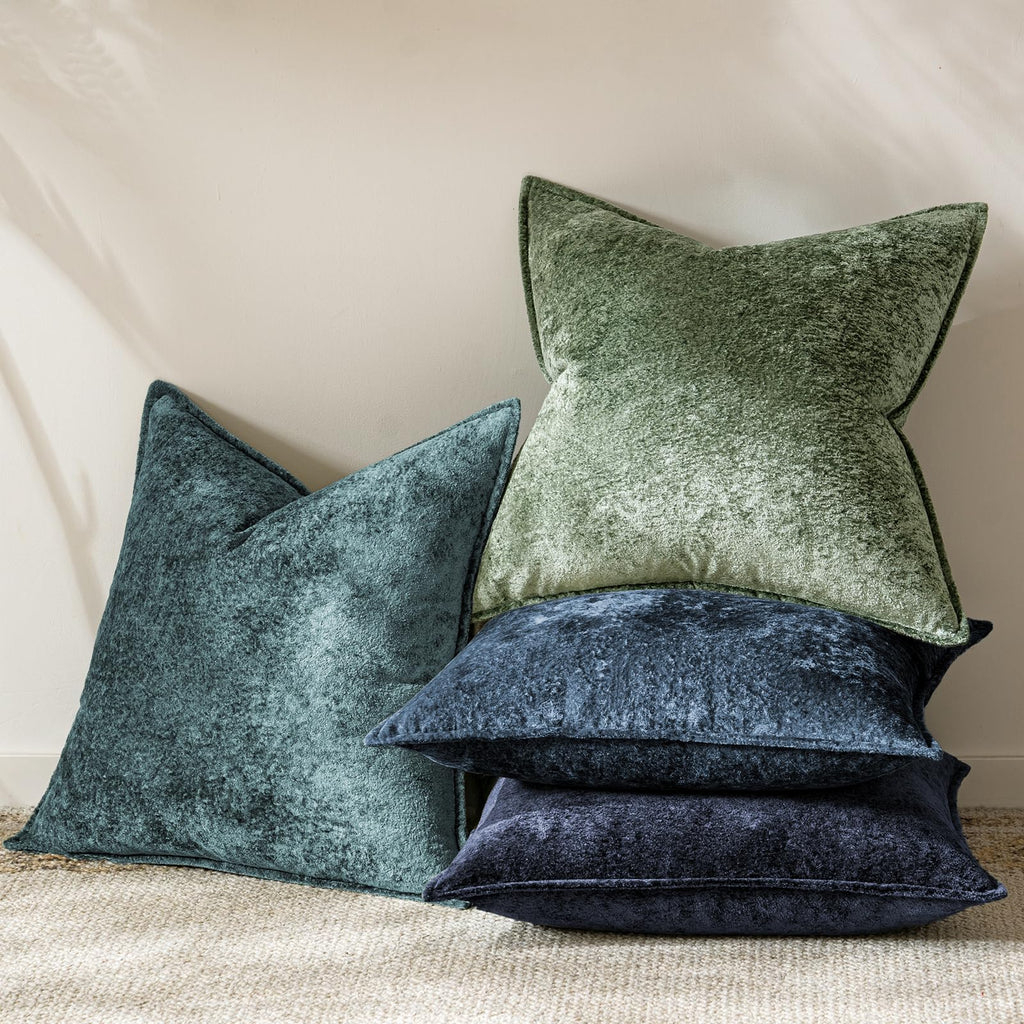Throw Pillow Covers 18X18 Inch 4 Packs, Soft Velvet Decorative Pillow Cases with 3D Ice Flower, Texture Modern Accent