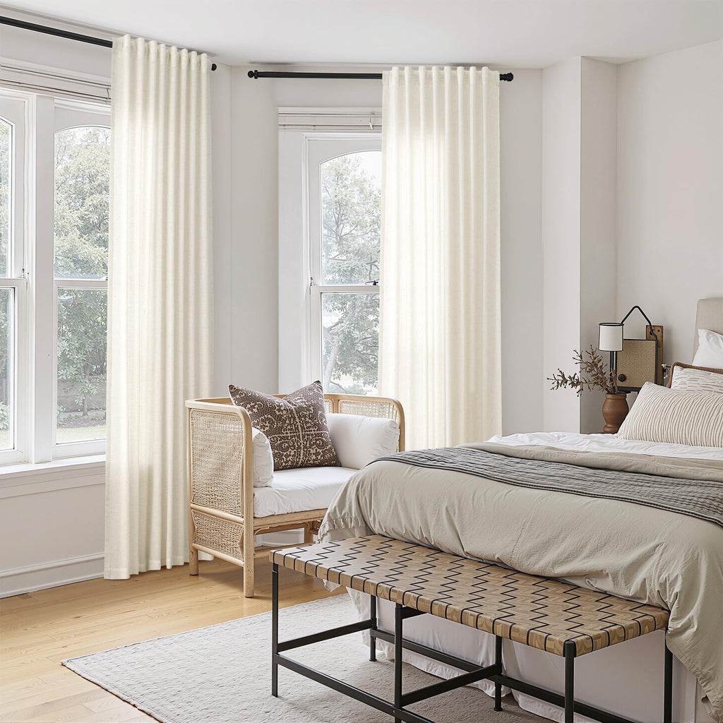 Extra Wide Linen Curtains 60x96 Inches Long Cream