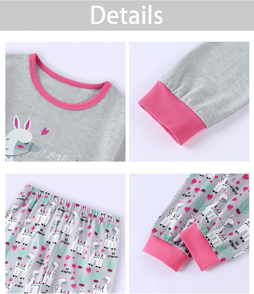 Girls Pajamas Kids Cotton Pajama Sets Piece Long Sleeve Pjs Comfy Girls Sleepwear
