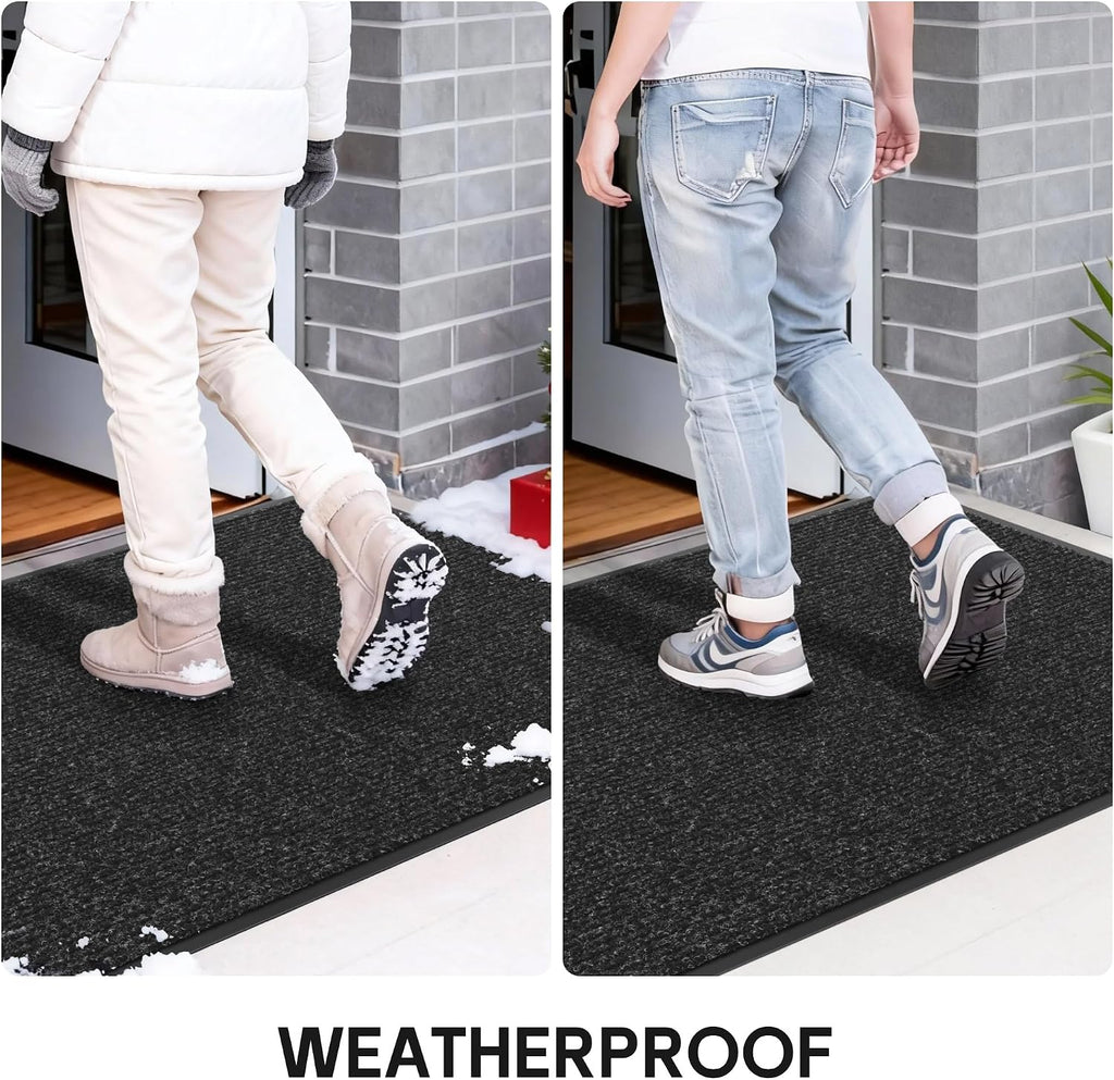 Front Door Mat Indoor Outdoor Entrance, 3' x 4' Heavy Duty All Season Waterproof Doormat, Non-Slip Commercial Floor