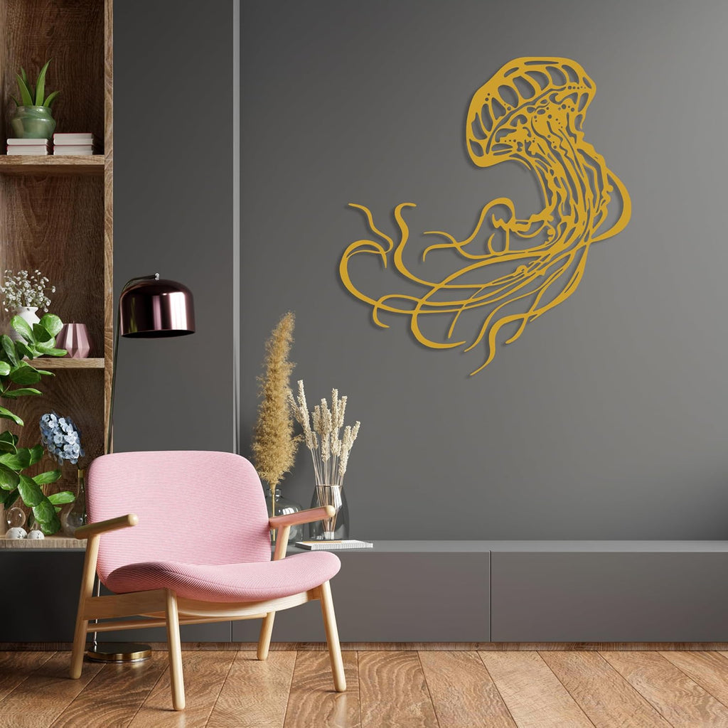 Jellyfish Metal Wall Art - Ocean Themed Modern Design - Wall Hanging Decor - Nautical Wall Decorations - Housewarming