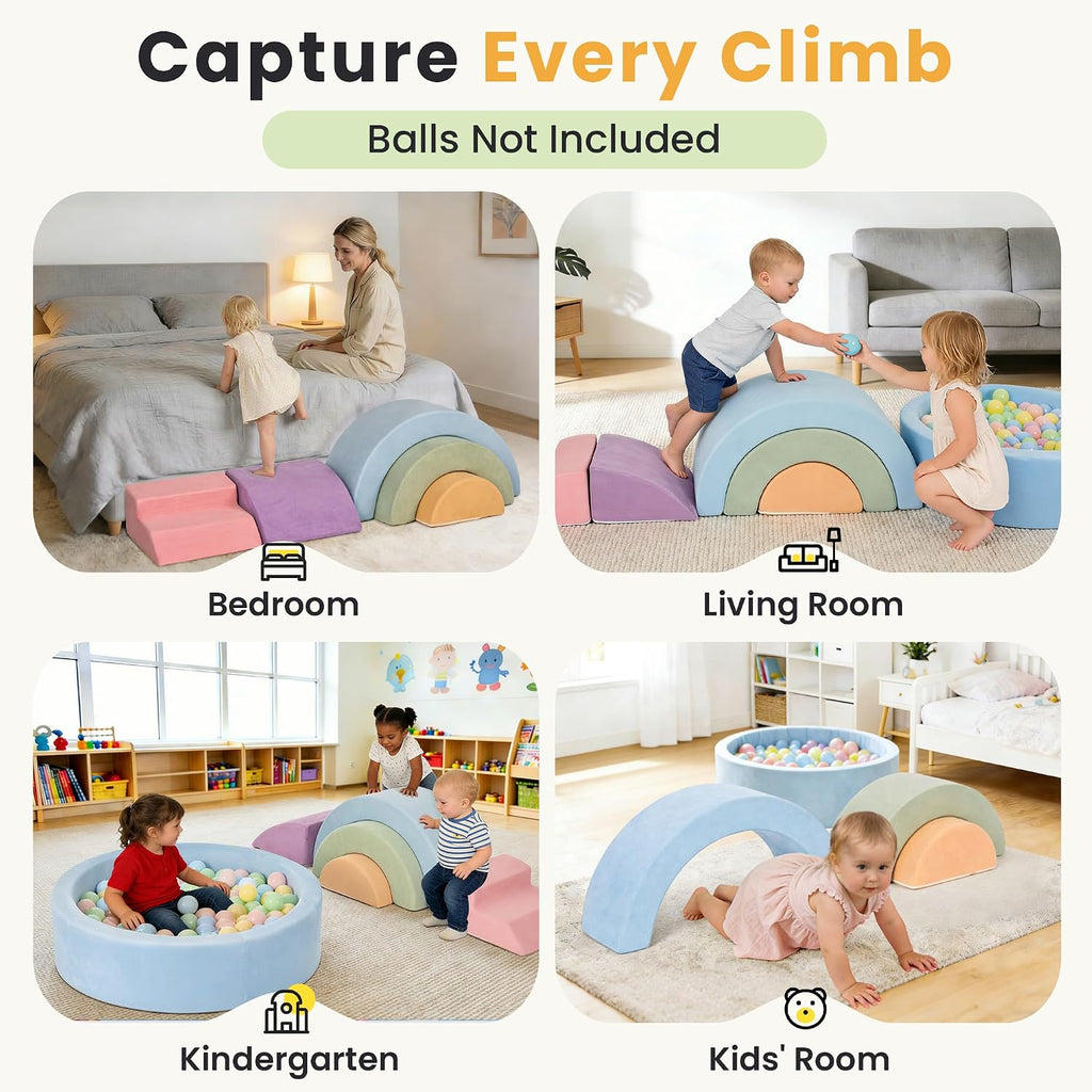 Foam Climbing Blocks for Toddlers, 38x38in Ball Pit for Babies, 8pcs