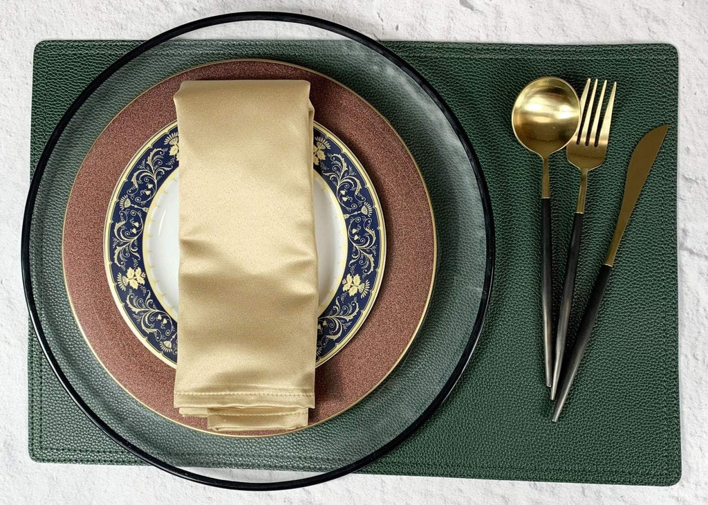 Vinyl Waterproof Placemats, PU Table Mats, Stain Resistant, Heat Resistant, Non-Slip Easy to Clean Dining - Set of 4