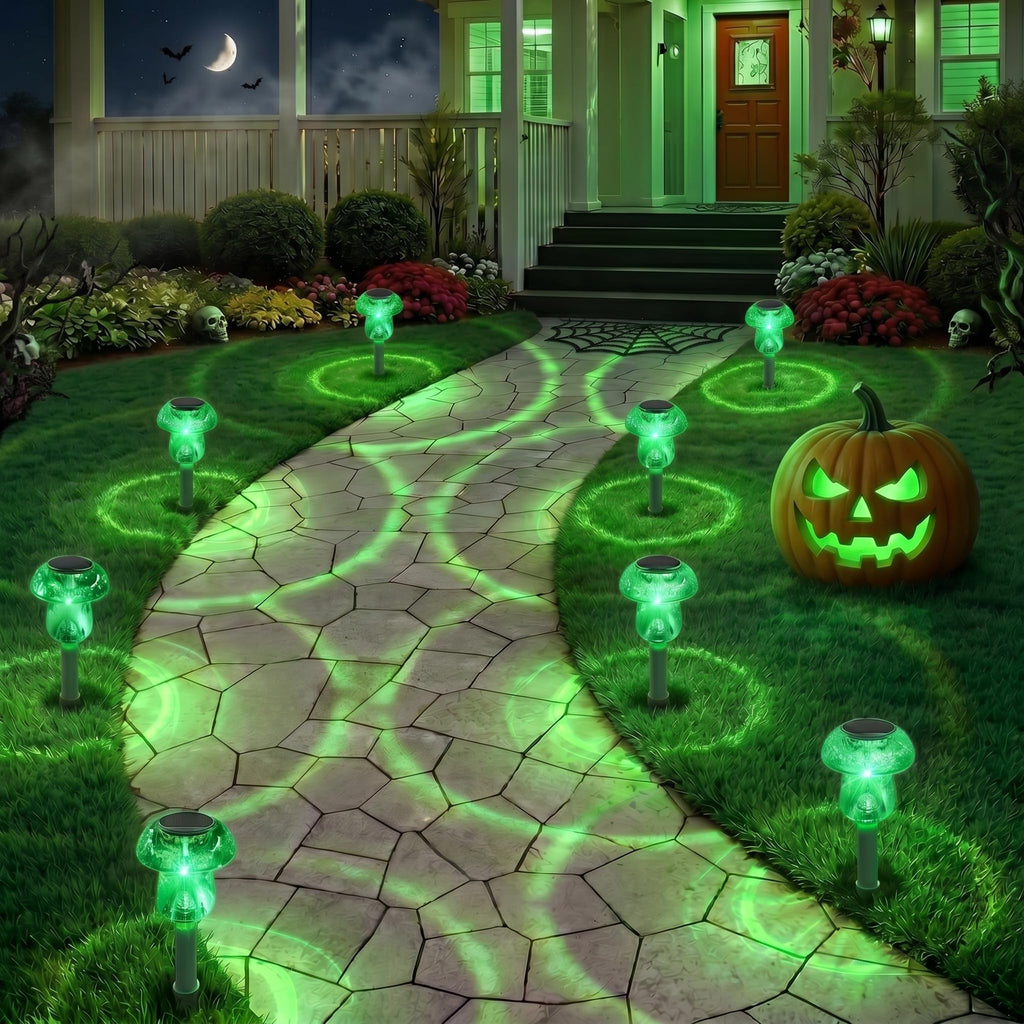 Solar Lights Outdoor, St Patricks Day 16 Pack Mushroom Landscape Lights Waterproof, Solar Powered LED Lighting for