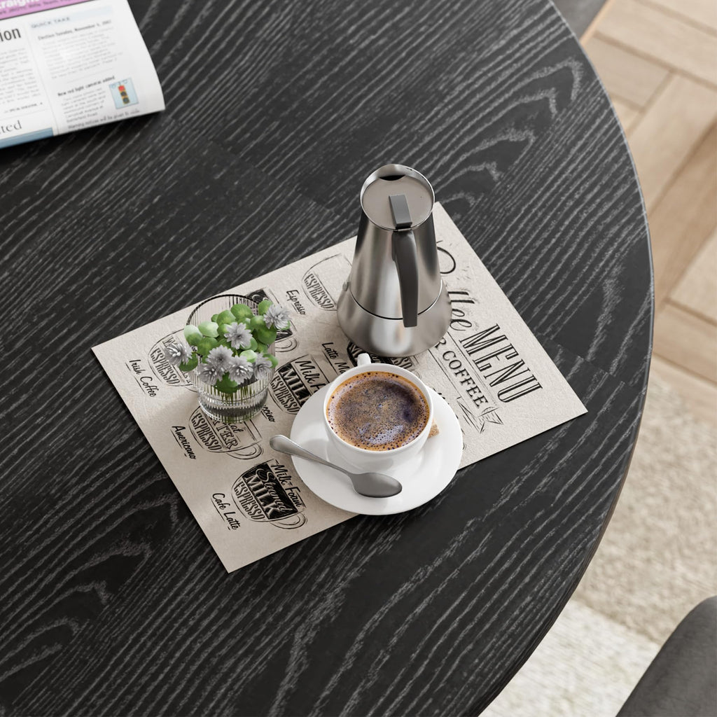 34.3" Round Wood Dining Table Fluted Kitchen Table Circle Dining Tables Modern Pedestal Tables Circular for 2-4
