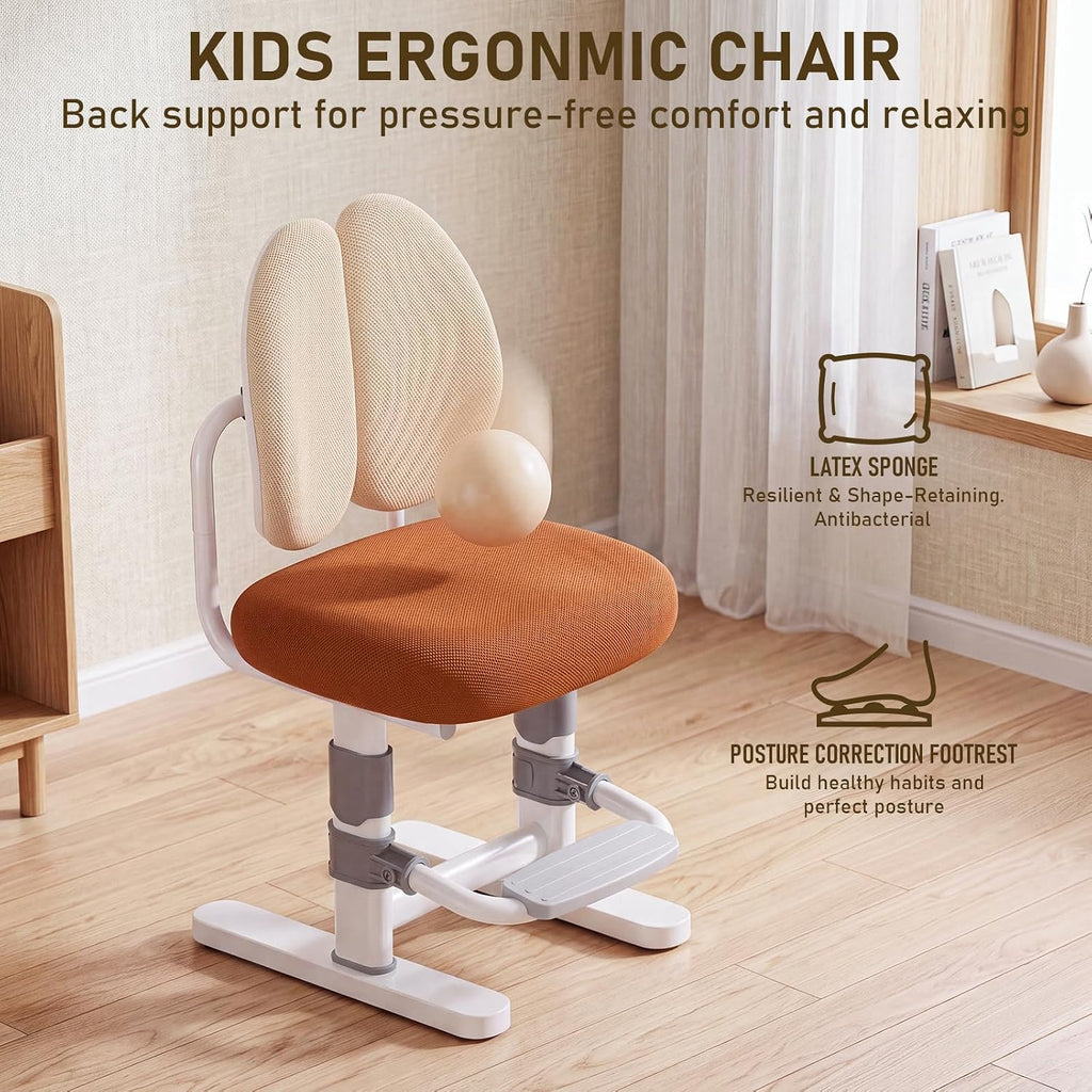 Kids Desk and Chair Set, Adjustable Study Table with Tiltable Desktop & Storage Drawer, Ergonomic Desk for Boys
