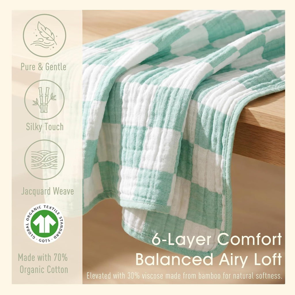 Ultra Soft Muslin Baby Blanket, A Versatile Swaddle and Bed Blanket for Babies, Toddlers, Boys, and Girls (1 Pack).
