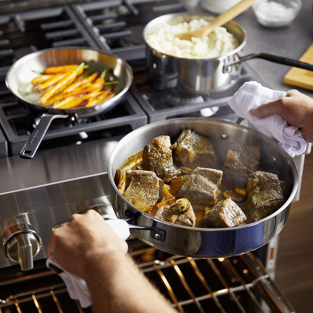 5-Ply Clad Stainless Steel Cookware Induction Pots and Pans Set, 10-Piece, Polished Stainless Steel