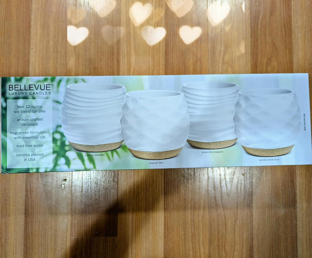 Luxury Candle in ceramic vessel - poured in USA - (-12 oz Candles Soy, Scented/Fragranced Ceramic - Set of 4