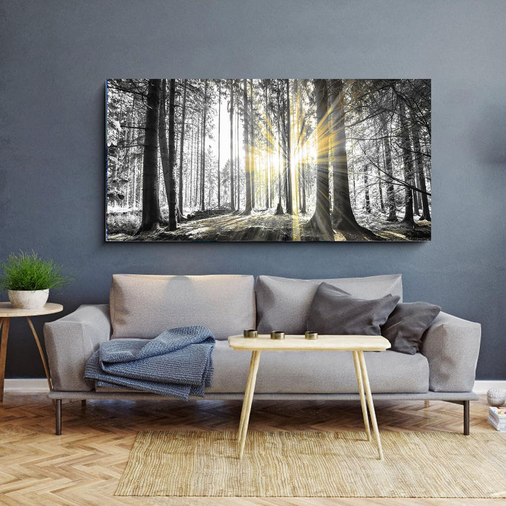 Black and White Forest Wall Art Prints Sunset Landscape Canvas Picture Wall Art Trees Artwork for Walls Nature