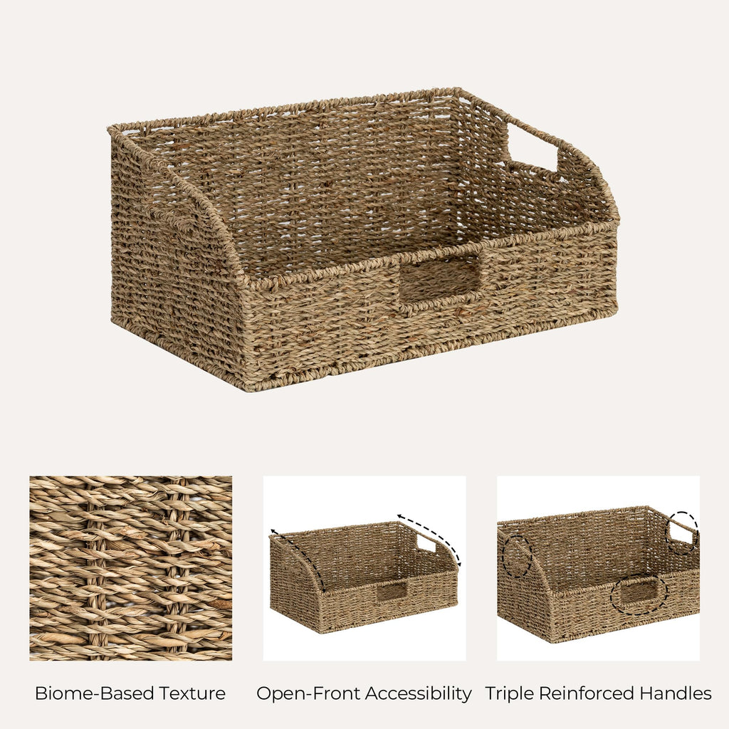 Pantry Baskets for Organizing, Seagrass Storage Baskets, 2Pack
