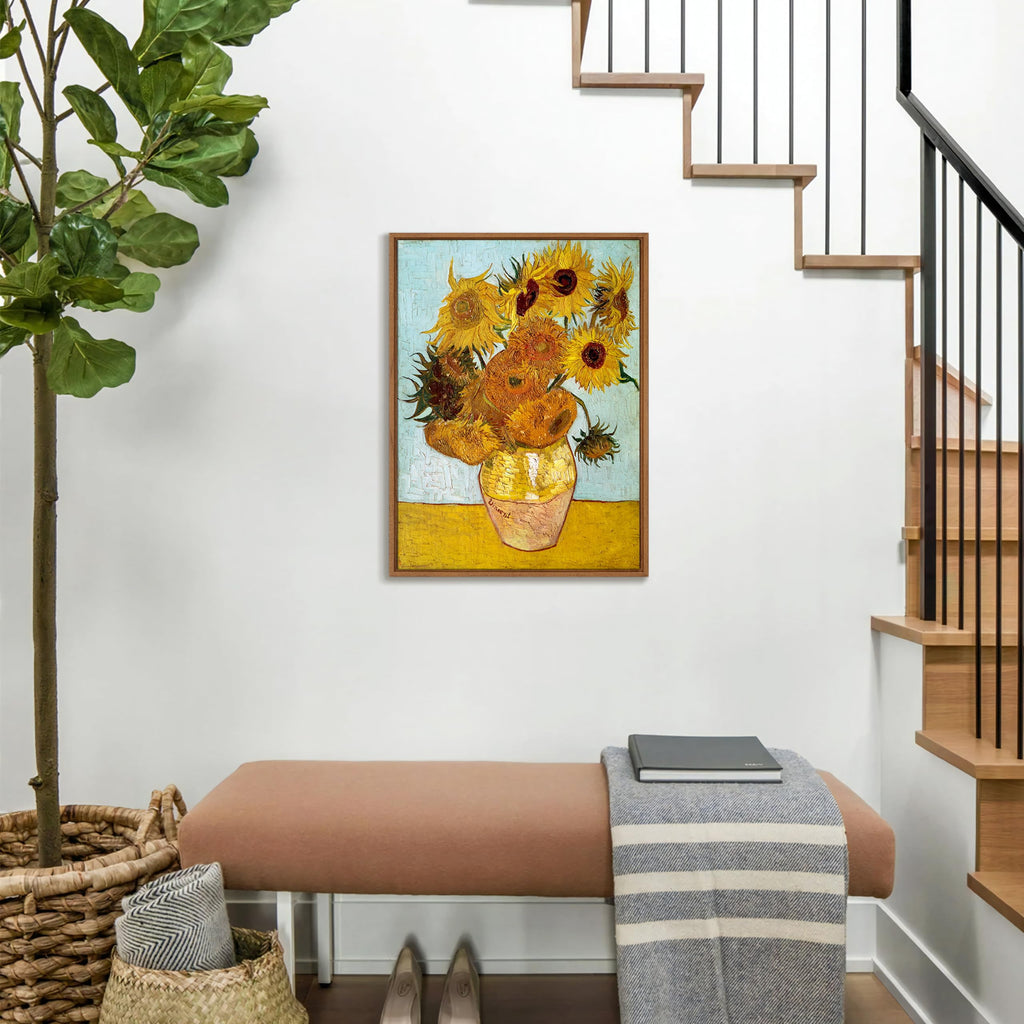 Sunflower Framed Canvas Wall Art Vincent Van Gogh Vintage Floral Print