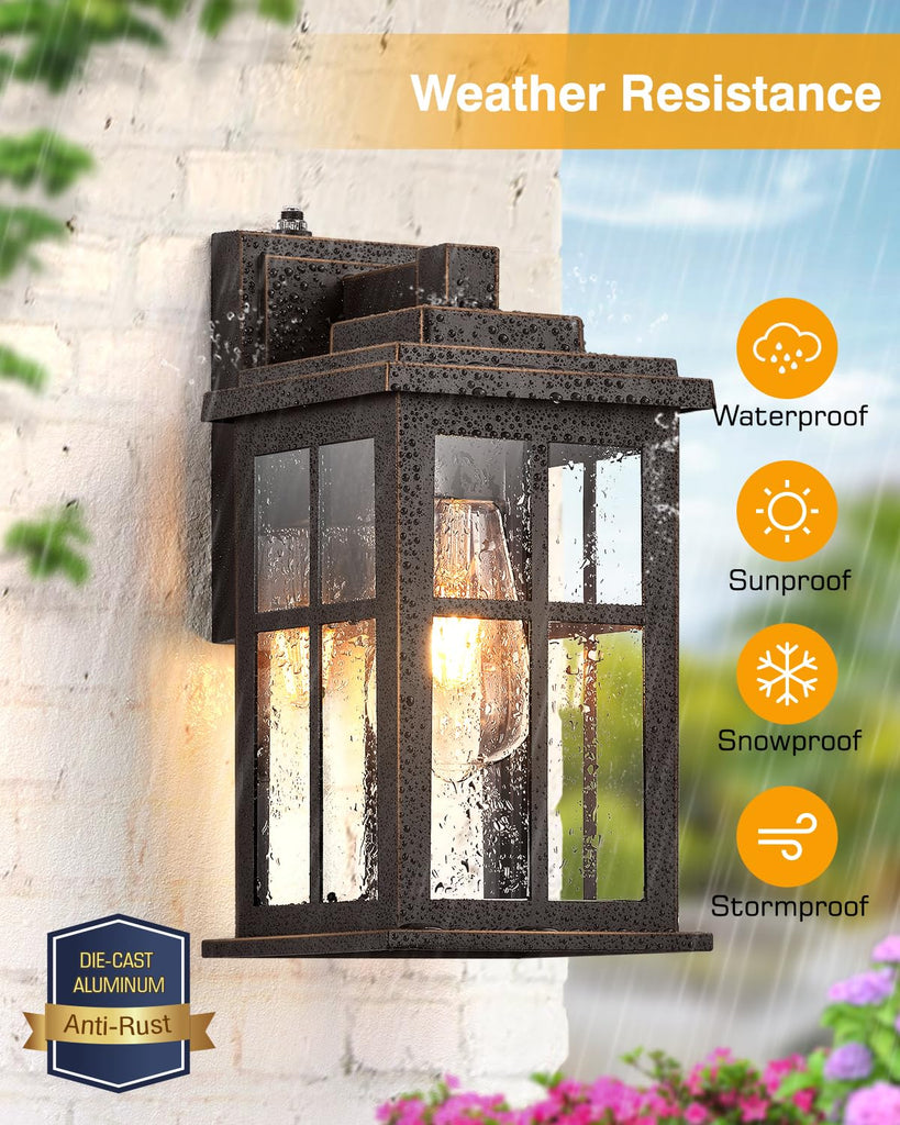 Anti-Rust Dusk to Dawn Outside Lights, 2-Pack Oil Rubbed Bronze Exterior Lighting Fixtures, Easy-to-Install