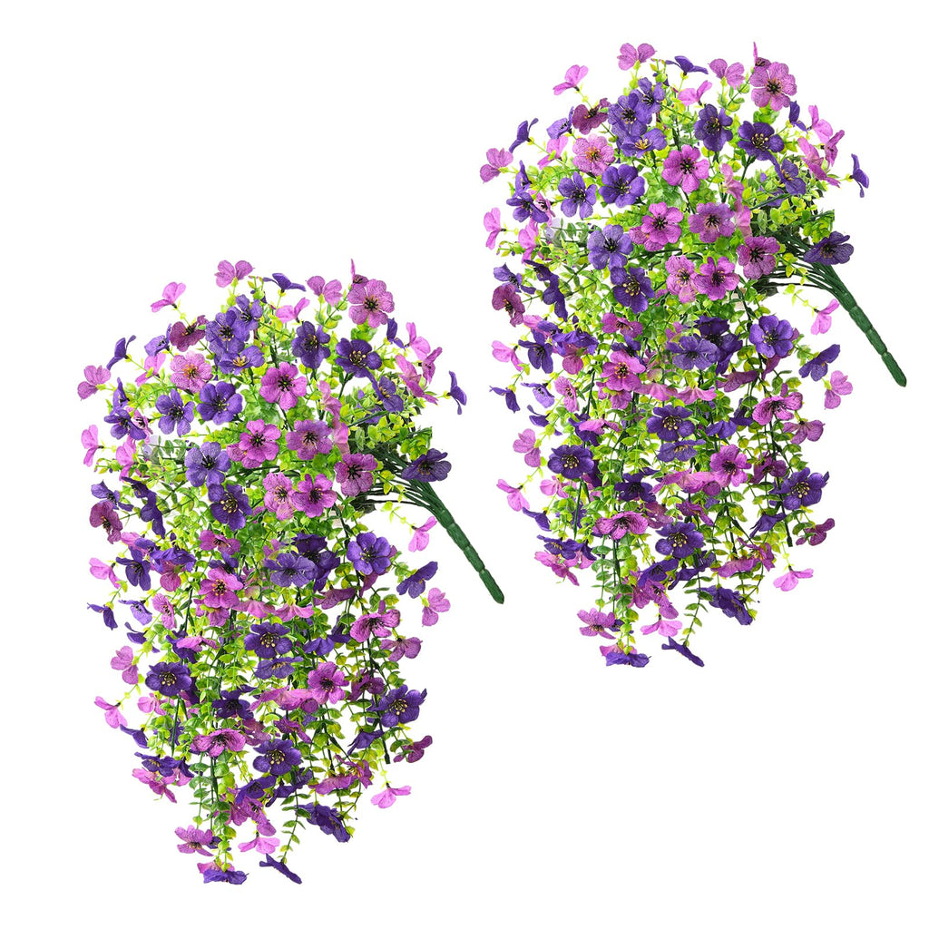 Artificial Hanging Flowers for Outdoors Spring Decoration, 2PCS Silk Fake Daisy Realistic Outdoor Flowers UV