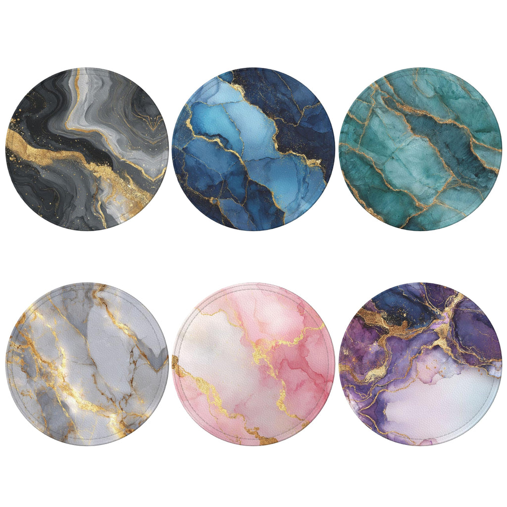 Coasters Leather Round Drink Coasters 6 Pcs Set with Holderor for Cup Drink Coffee Table Bar Home Decor