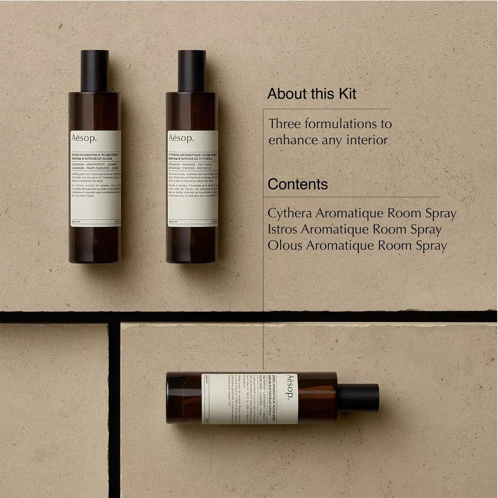 Room Spray Set - Olous, Cythera & Istros | Luxury Aromatic Home Fragrance | Fresh, Woody & Floral Scents - Set of 3