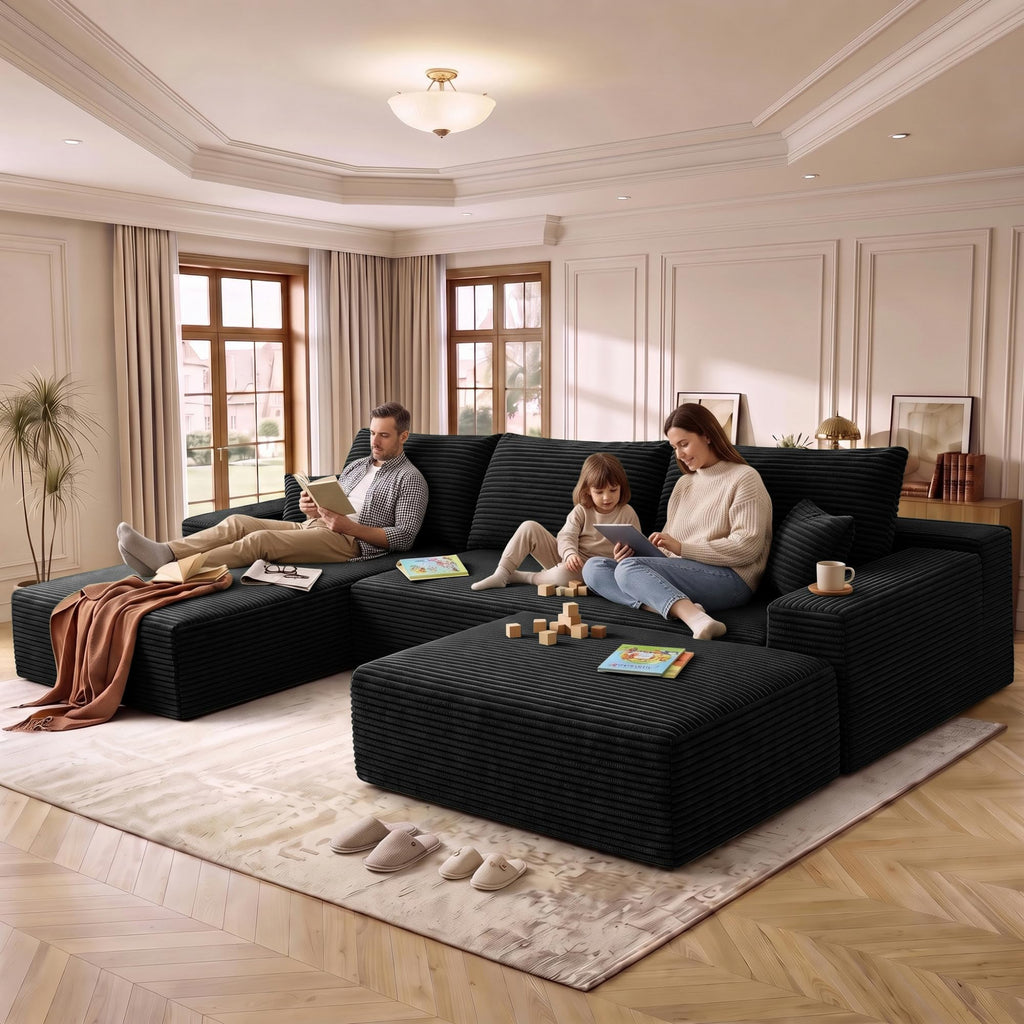 Sectional Couches Modern Modular Sofa with L-Shape Couchs Upholstered Boneless Couch Deep Seat Sectional Couch with