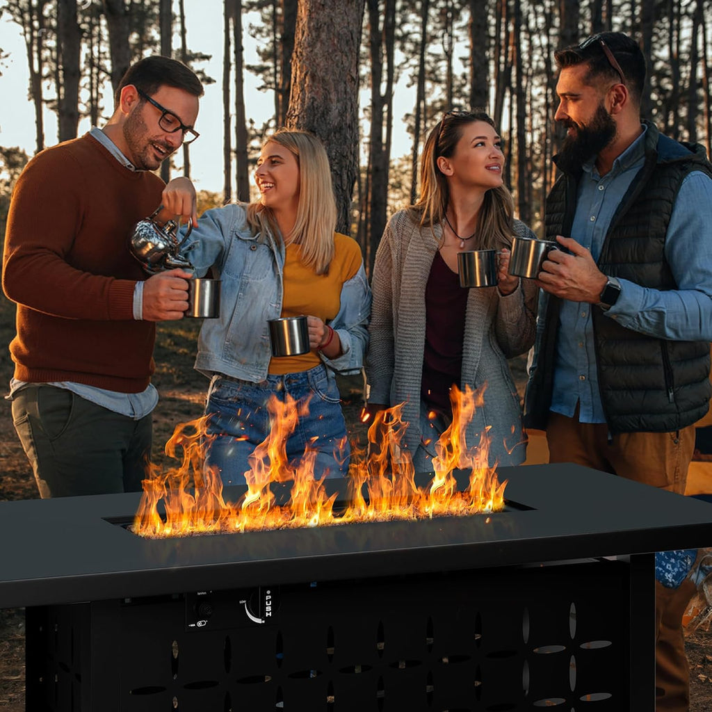 43 Inch Propane Fire Pit Table,50,000 BTU Rectangular Gas FirePits,CSA-Certified Steel 2-in-1 Multi-Use Propane Gas