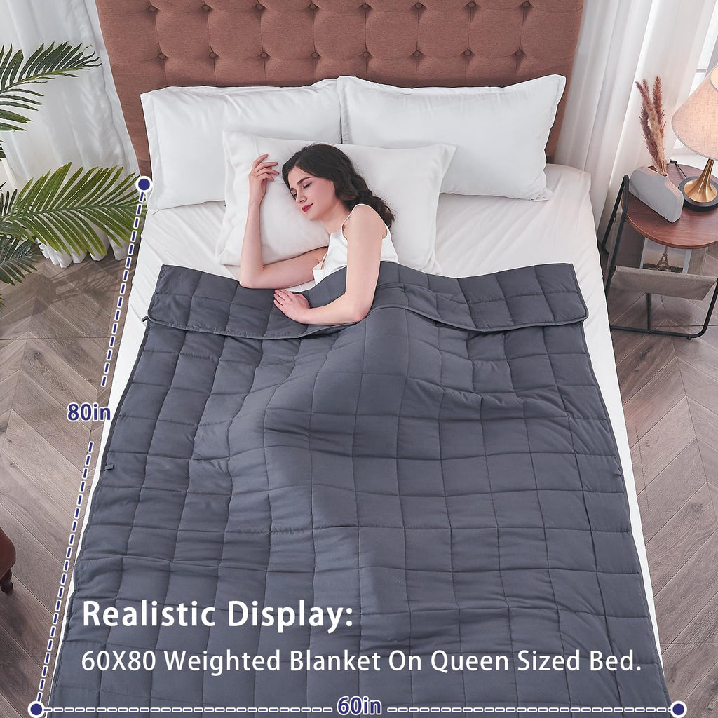 Weighted Throw Blanket for Adults 25lbs Queen Size, 60" x 80", Grey