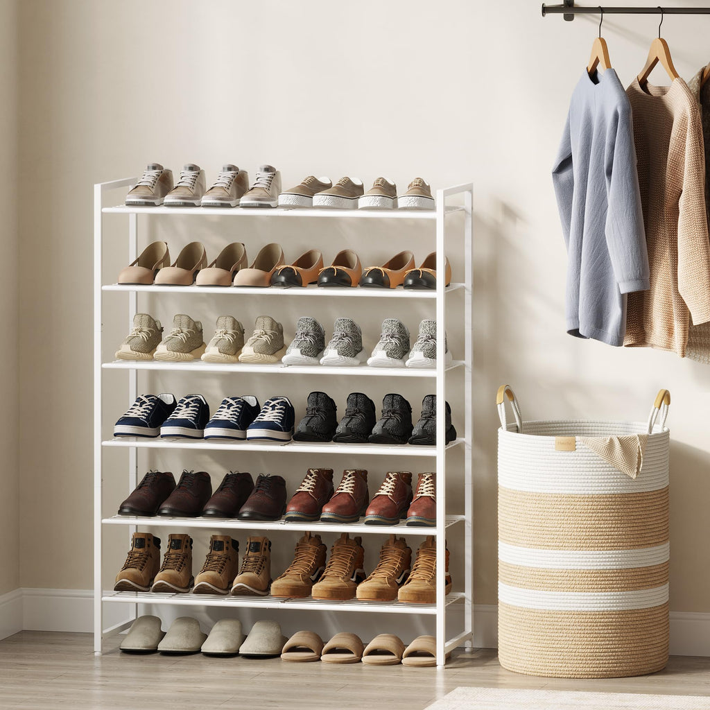 Shoe Rack, Metal Shoe Organizer, 6 Tier Garage Shoe Rack Max Holds 30 Pairs, Shoe Storage Shelf for