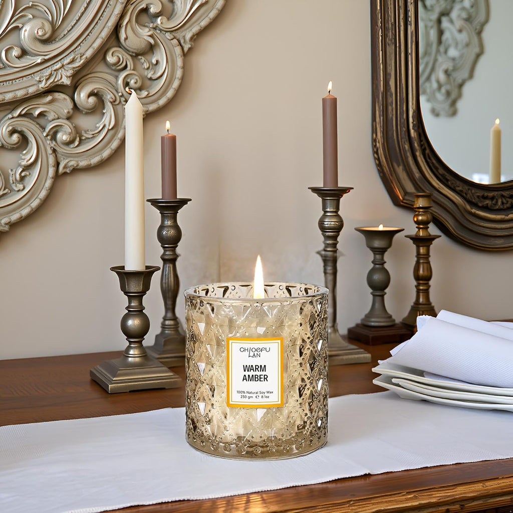 Amber Candles, Luxury Candle Scented, Long Burning Time, Holiday Gifts, All Natural Soy Wax Decorative Candles - Set of 81