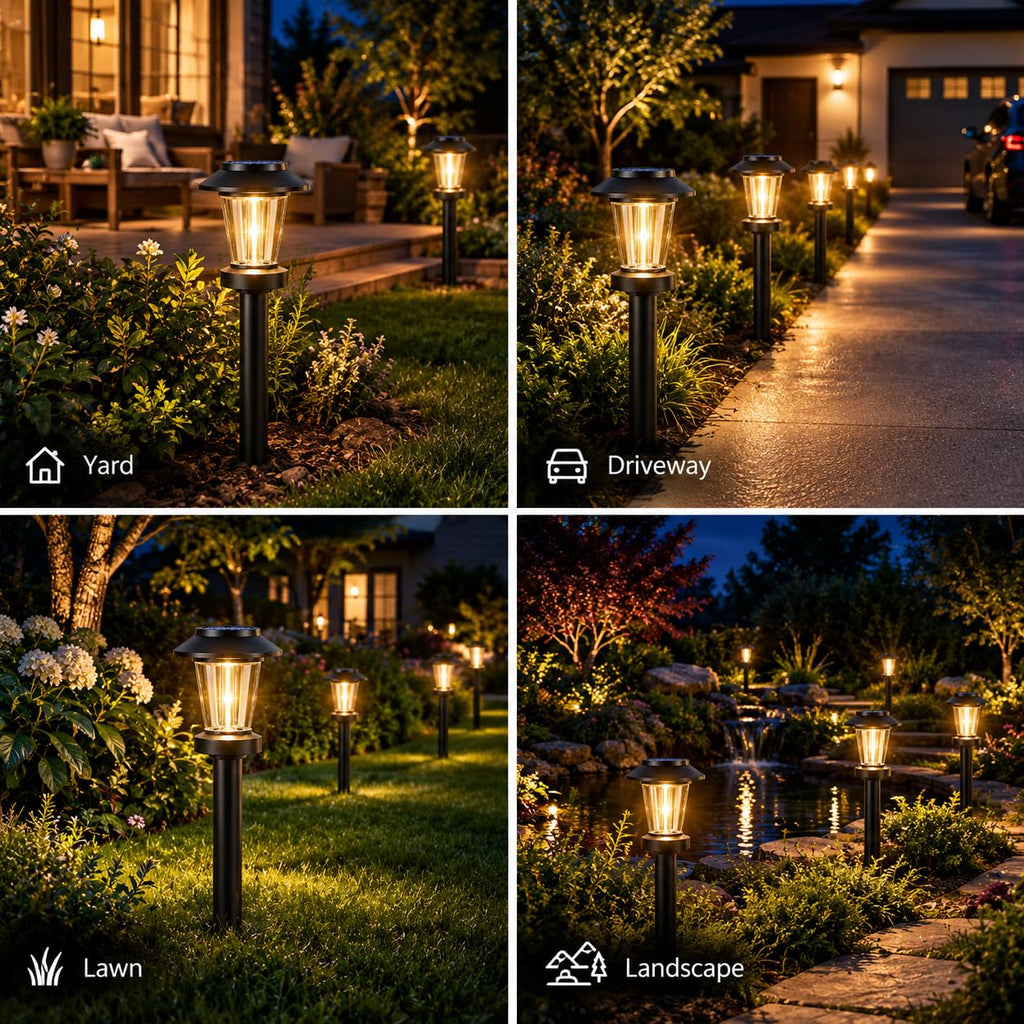 Solar Pathway Lights Outdoor, 8 Pack Warm White Tungsten Filament Solar Lights, 3 Lighting Modes, Auto On/Off, IP65