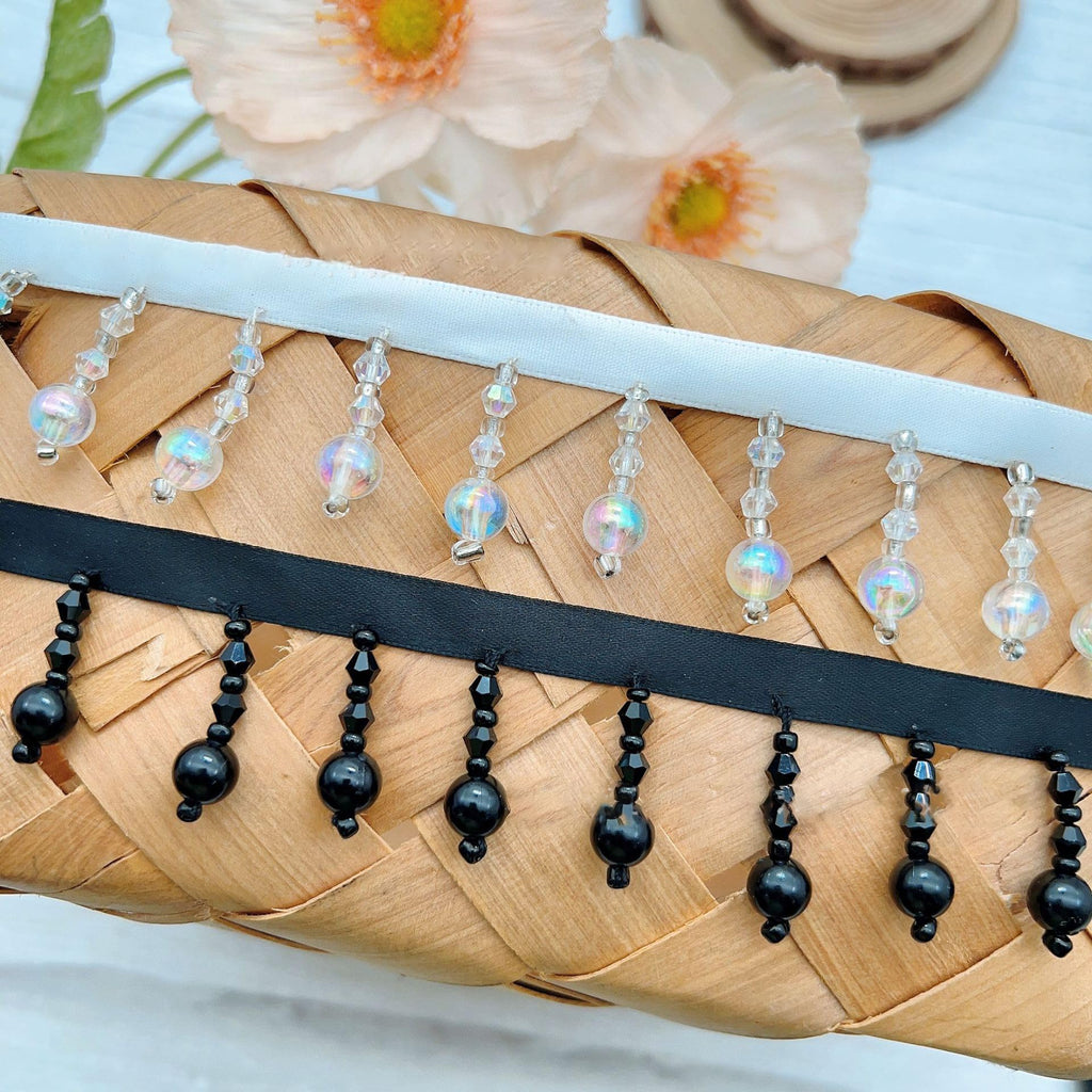 Crystal gourd droplets Fringe Beaded Lace Trim Pearl Pendant Tassels Dress Tassel Fringe Lace Trim Decoration - 1 Yards