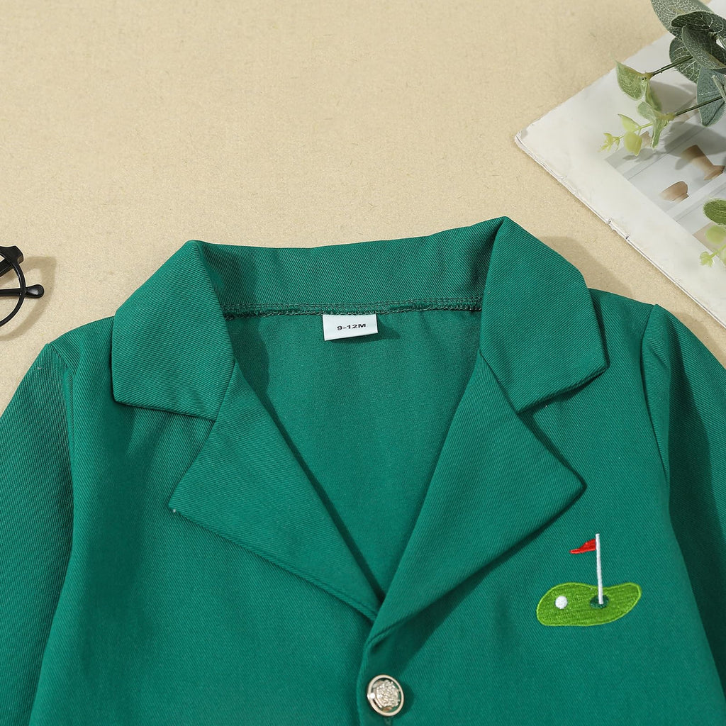 Kid Toddler Baby Boy Golf Outfit Golf Embroidery T-Shirt Quarter Zipper Short Sleeve Collared Shirt Top Coat Clothes