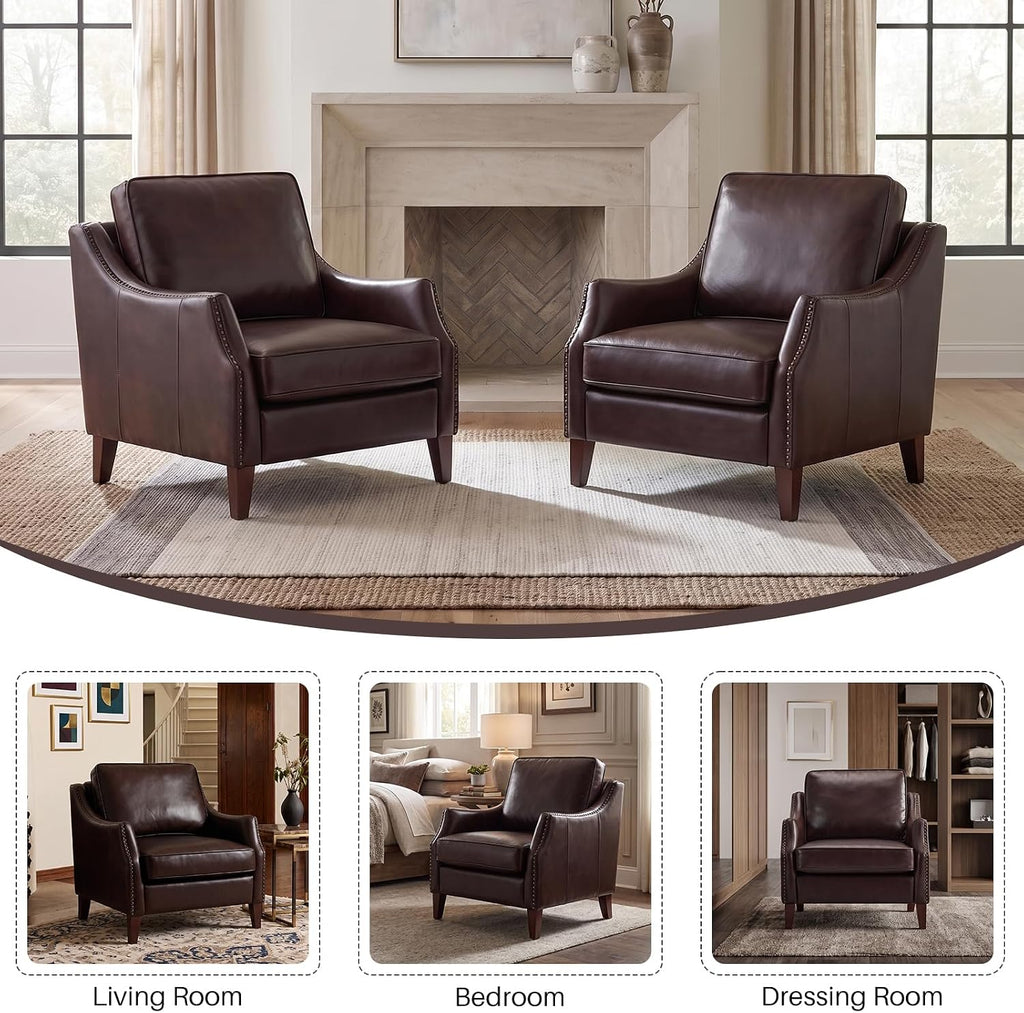 PU Leather Accent Chair, Dark Brown