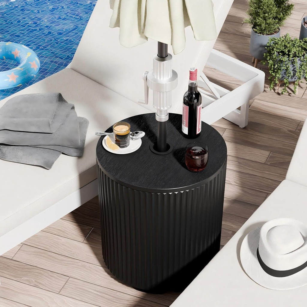 Outdoor Umbrella Stand with Hole, in Pool Umbrella Stand with Weighted Water Filled Bladder