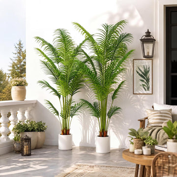 Artificial Palm Tree 6 ft Tall Fake Floor Plant Tropical Trees, 2 Pack - Set of 2
