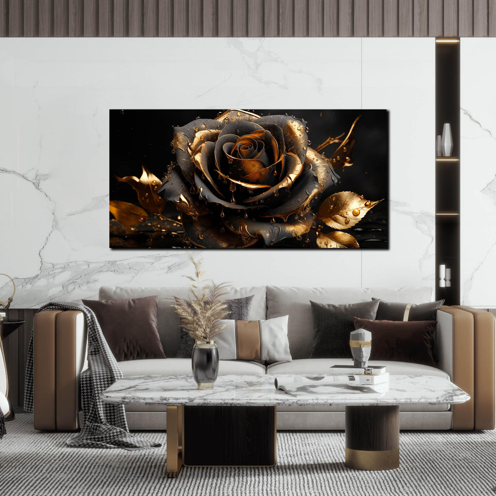 Rose Wall Art Gold Art