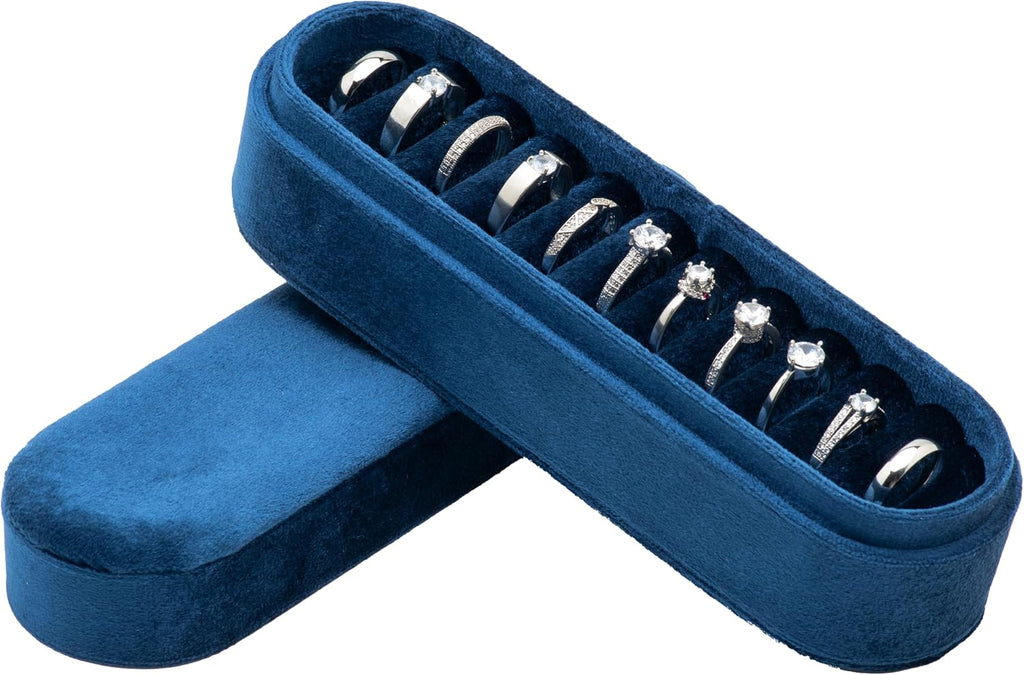 Velvet Small Multiple Ring Box Portable Organizer Display Storage