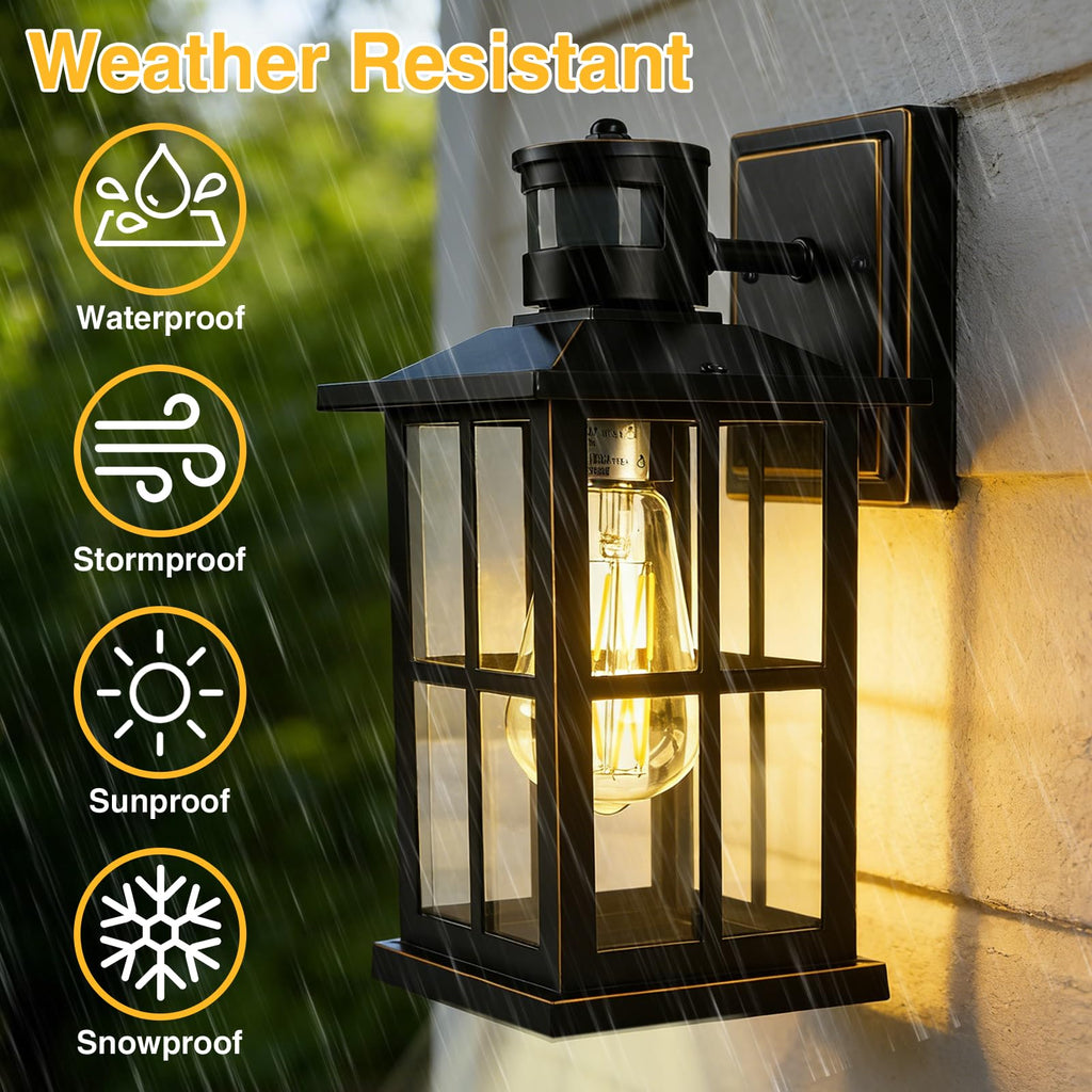 Outdoor Motion Sensor Light, Black Exterior Wall Lighting Fixtures, Dusk to Dawn Motion Sensor Outdoor Lights