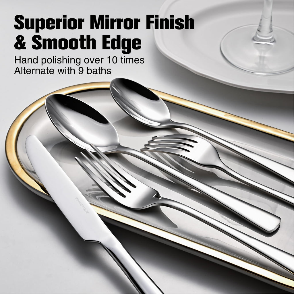 18/10 Stainless Steel Flatware, 20-Piece Forged Silverware Set for 4, Mirror Polished Cutlery Set Dishwaher Safe