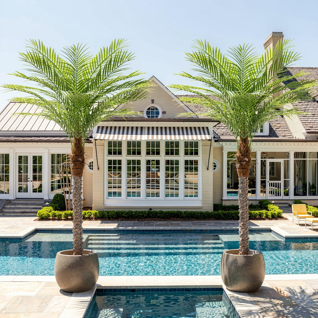 5ft Artificial Phoenix Palm Tree Tall Artificial Palm Trees with 15 Adjustable Leaves, Faux Phoenix Palm Plants for