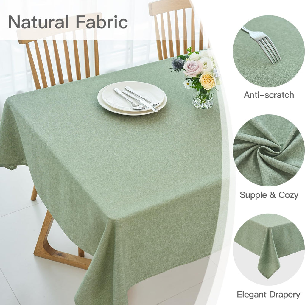 Linen Texture Tablecloth Water Resistant Antiwrinkle Spillproof Wipeable Washable Soft Fabric Table Cloth, Buffet